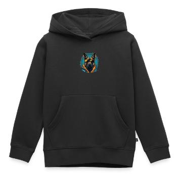 Urban Guardian: Sheepdog street vibes - Sweat Premium à capuche enfant bio - noir - Devant - AI Model Kid Male (0cm)