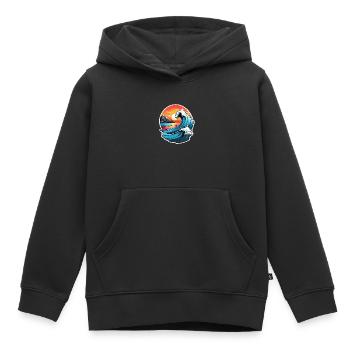 vague - été - vacances - Sweat Premium à capuche enfant bio - noir - Devant - AI Model Kid Male (0cm)