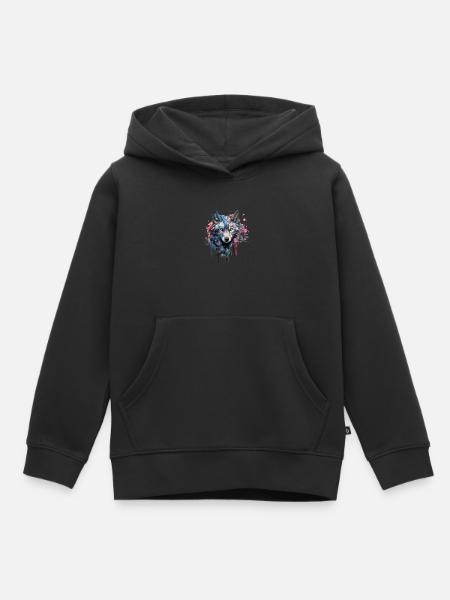 Wolf Design Wolf Head w jasnych kolorach Wolf Pack - Bluza Premium z kapturem dziecięca bio - czarny