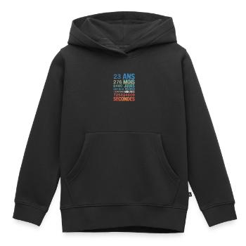 23 ans de vie – chaque seconde compte - Kinder Premium Organic Hoodie - Schwarz - Vorne - AI Model Kid Male (0cm)