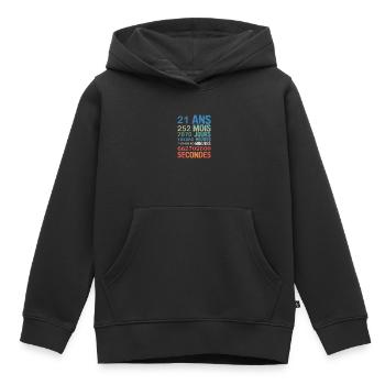 21 Ans de Vie – L’Âge Adulte en Chiffres - Sweat Premium à capuche enfant bio - noir - Devant - AI Model Kid Male (0cm)
