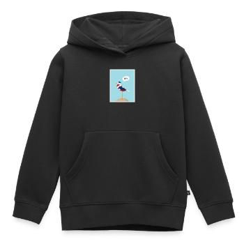 Moin, mouette, mer. Mer Baltique, mer du Nord. - Sweat Premium à capuche enfant bio - noir - Devant - AI Model Kid Male (0cm)