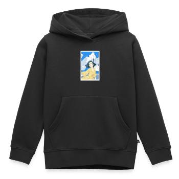 Frau mit gelben Kleid - Kinder Premium Organic Hoodie - Schwarz - Vorne - AI Model Kid Male (0cm)