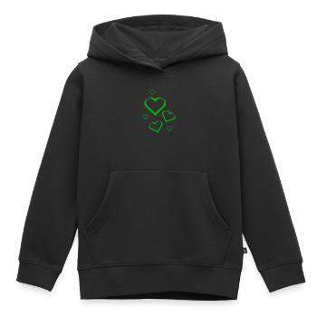 Grünes Herz grün Geschenk  - Kinder Premium Organic Hoodie - Schwarz - Vorne - AI Model Kid Male (0cm)