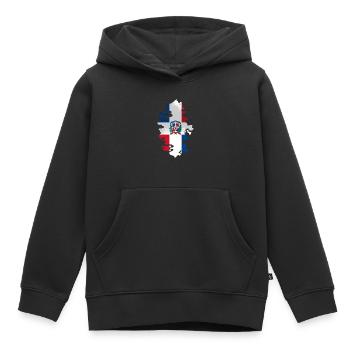 République dominicaine Drapeau Dom Rep Flag Trip - Sweat Premium à capuche enfant bio - noir - Devant - AI Model Kid Male (0cm)