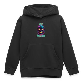 Bunter Totenkopf mit Federn - Kinder Premium Organic Hoodie - Schwarz - Vorne - AI Model Kid Male (0cm)