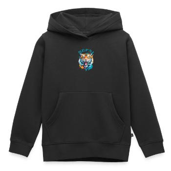 Tigre Du Népal - Sweat Premium à capuche enfant bio - noir - Devant - AI Model Kid Male (0cm)