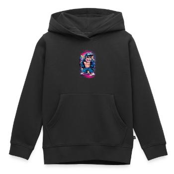 Streetart Gorilla Musik - Kinder Premium Organic Hoodie - Schwarz - Vorne - AI Model Kid Male (0cm)