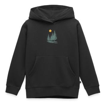 Sonnenbeschienene Kiefern-Silhouette - Kinder Premium Organic Hoodie - Schwarz - Vorne - AI Model Kid Male (0cm)