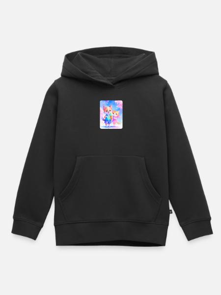 Hündchen, Kätzchen & Eiscreme - Kinder Premium Organic Hoodie - Schwarz