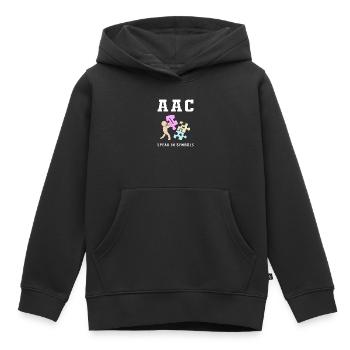 Communication AAC Langue des signes SLP - Sweat Premium à capuche enfant bio - noir - Devant - AI Model Kid Male (0cm)