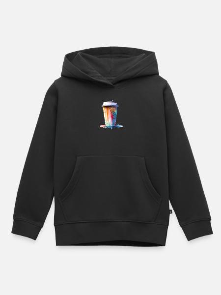 Cappuccino Kaffee Becher Kunst - Kinder Premium Organic Hoodie - Schwarz