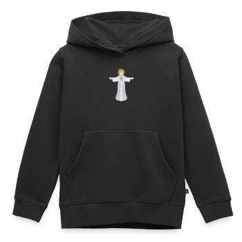 Saint Auréole Jésus à bras ouverts - Sweat Premium à capuche enfant bio - noir - Devant - AI Model Kid Male (0cm)