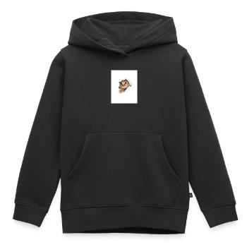 Chaton à coucou à travers une déchirure de papier - Sweat Premium à capuche enfant bio - noir - Devant - AI Model Kid Male (0cm)
