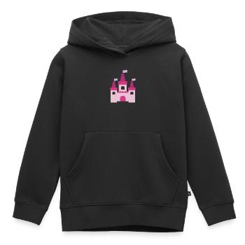 Château de la Princesse - Sweat Premium à capuche enfant bio - noir - Devant - AI Model Kid Male (0cm)