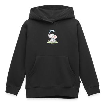 Fontaine d’éléphant pastel - Sweat Premium à capuche enfant bio - noir - Devant - AI Model Kid Male (0cm)
