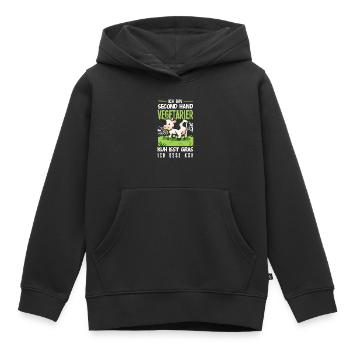 Second Hand Vegetarier Kuh Isst Gras Fleisch - Kinder Premium Organic Hoodie - Schwarz - Vorne - AI Model Kid Male (0cm)