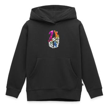 7 YEARS OF BEING AWESOME FOOTBALL 7TH BIRTHDAY - Kids Premium Organic Hoodie - black - Front - AI Model Kid Male (0cm)
