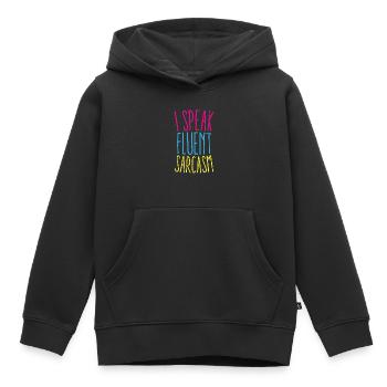 Ich spreche fließend Sarkasmus Grafik - Kinder Premium Organic Hoodie - Schwarz - Vorne - AI Model Kid Male (0cm)