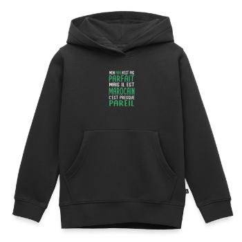 Mon papa n'est pas parfait - Marocain - Sweat Premium à capuche enfant bio - noir - Devant - AI Model Kid Male (0cm)