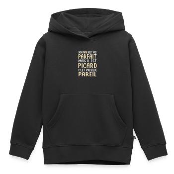Mon papa n'est pas parfait - Picard - Sweat Premium à capuche enfant bio - noir - Devant - AI Model Kid Male (0cm)