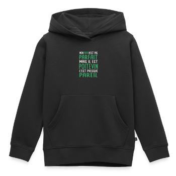 Mon papa n'est pas parfait - Poitevin - Sweat Premium à capuche enfant bio - noir - Devant - AI Model Kid Male (0cm)