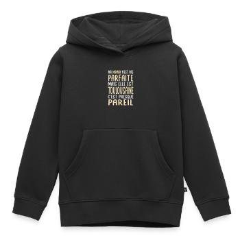 Ma maman n'est pas parfaite - Toulousaine - Sweat Premium à capuche enfant bio - noir - Devant - AI Model Kid Male (0cm)