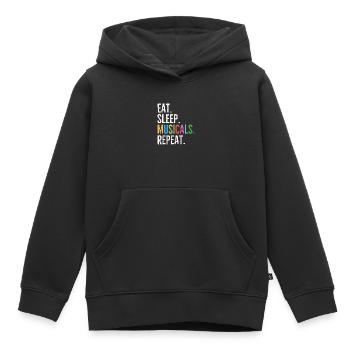 Les comédies musicales Eat Sleep se répètent - Sweat Premium à capuche enfant bio - noir - Devant - AI Model Kid Male (0cm)