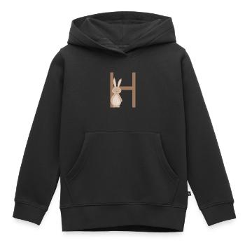 H - RABBIT - ABC, Alphabet, Letter, Animal, Name - Kids Premium Organic Hoodie - black - Front - AI Model Kid Male (0cm)