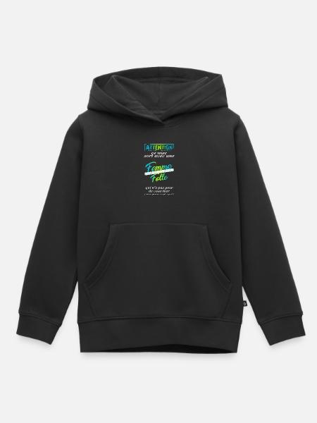Couple femme folle - Sweat Premium à capuche enfant bio - noir