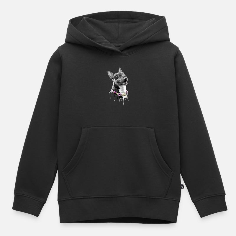 Art de Bull Terrier miniature - Sweat Premium à capuche enfant bio - noir