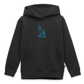 new York - Kids Premium Organic Hoodie - black - Front - AI Model Kid Male (0cm)
