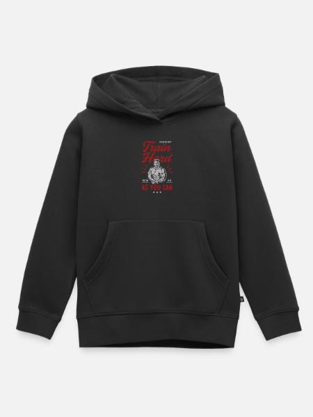 Train Hard - Kinder Premium Organic Hoodie - Schwarz