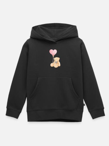 Teddy mit Luftballon - Kinder Premium Organic Hoodie - Schwarz
