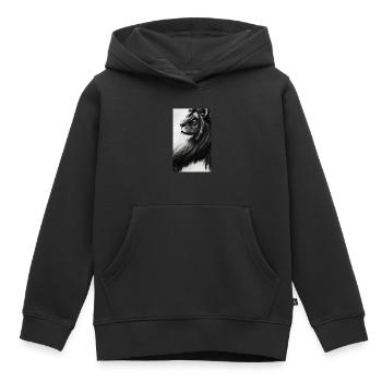 Lion noir et blanc - Sweat Premium à capuche enfant bio - noir - Devant - AI Model Kid Male (0cm)