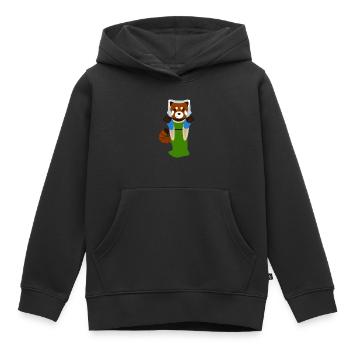 Red panda dressed as a Renaissance woman - Kids Premium Organic Hoodie - black - Front - AI Model Kid Male (0cm)