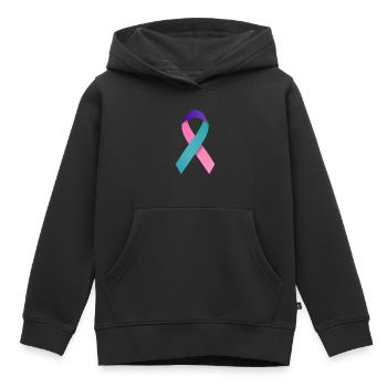 Ruban de deuil - Sweat Premium à capuche enfant bio - noir - Devant - AI Model Kid Male (0cm)