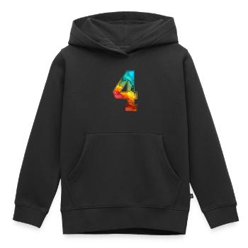 NR. 4 NUMMER 4 COLLEGE 4. GEBURTSTAG - Kinder Premium Organic Hoodie - Schwarz - Vorne - AI Model Kid Male (0cm)