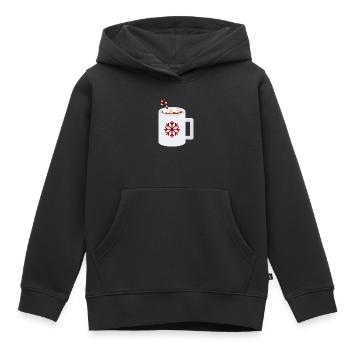 Art de tasse de cacao en flocon de neige - Sweat Premium à capuche enfant bio - noir - Devant - AI Model Kid Male (0cm)
