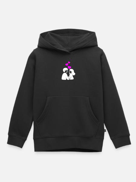 Verliebt Paar Herz - Kinder Premium Organic Hoodie - Schwarz
