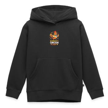 La Poule Folle - Sweat Premium à capuche enfant bio - noir - Devant - AI Model Kid Male (0cm)