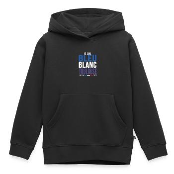 football je suis bleu blanc Toulouse supporters - Sweat Premium à capuche enfant bio - noir - Devant - AI Model Kid Male (0cm)