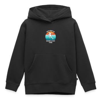 Faire du jogging - Sweat Premium à capuche enfant bio - noir - Devant - AI Model Kid Male (0cm)