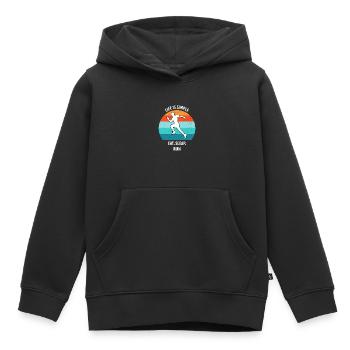 Faire du jogging - Sweat Premium à capuche enfant bio - noir - Devant - AI Model Kid Male (0cm)
