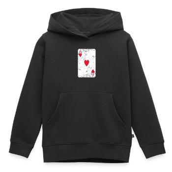 Ace of Hearts grunch - Sweat Premium à capuche enfant bio - noir - Devant - AI Model Kid Male (0cm)
