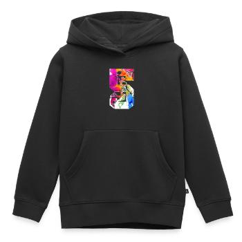 5. GEBURTSTAG BASKETBALL NUMMER 5 - Kinder Premium Organic Hoodie - Schwarz - Vorne - AI Model Kid Male (0cm)