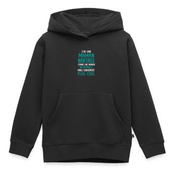 J'ai une maman Nantaise plus cool - Sweat Premium à capuche enfant bio - noir - Devant - AI Model Kid Male (0cm)