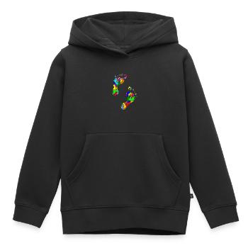 empreintes de pieds colorés - Sweat Premium à capuche enfant bio - noir - Devant - AI Model Kid Male (0cm)