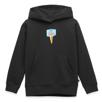Casque de crème glacée , glace, été, brain freeze - Sweat Premium à capuche enfant bio - noir - Devant - AI Model Kid Male (0cm)