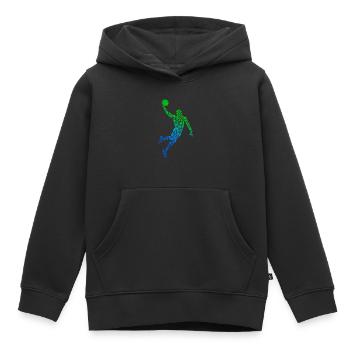 Basketteur Joueur De Basket-ball Enfants - Sweat Premium à capuche enfant bio - noir - Devant - AI Model Kid Male (0cm)
